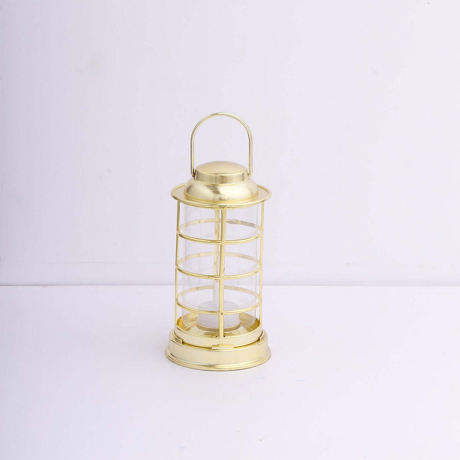 3 Pack Gold Mini Battery Operated Candle Lantern Lamps, LED Tealight Table Decorative Lanterns