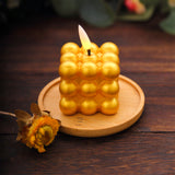 2 Pack 2inch Metallic Gold Mini Bubble Cube Battery Operated Candles