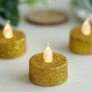 Add a Touch of Glamour with Gold Glitter Flameless LED Candles
