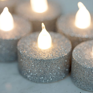 Add a Touch of Elegance with Silver Glittered Flameless LED Tealight Candles