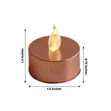 12 Pack | Metallic Flameless Candles LED | Tea Light Candles - Blush/ Rose Gold | Tablecloths Factor