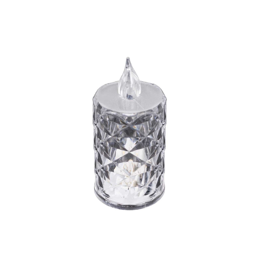 12 Pack Warm White Diamond Cut Flameless LED Candles, Decorative Battery Operated Tealight#whtbkgd