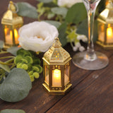 6 Pack Clear Moroccan Style Mini Lantern with Flickering LED Tealight Candles