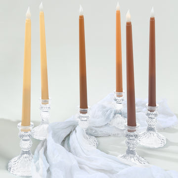 8 Pack Mixed Natural Flameless LED Taper Candles, 11" Flickering Battery Operated Candles