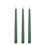 3 Pack | 11inch Hunter Emerald Green Unscented Flickering Flameless LED Taper Candles#whtbkgd