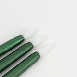 3 Pack 11" Hunter Emerald Green Unscented Flickering Flameless LED Taper Candles