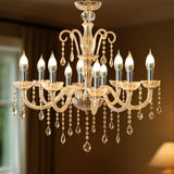 2-Tier Crystal Chandelier with 10 LED Candle Bulbs – Silver Acrylic Ceiling Light