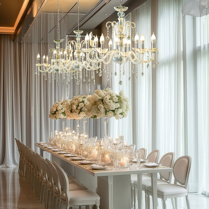 2-Tier Crystal Chandelier with 10 LED Candle Bulbs – Silver Acrylic Ceiling Light