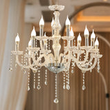 2-Tier Crystal Chandelier with 15 LED Candle Bulbs – Silver Acrylic Ceiling Light Fixture
