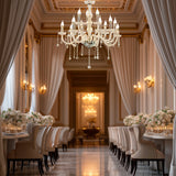 2-Tier Crystal Chandelier with 15 LED Candle Bulbs – Silver Acrylic Ceiling Light Fixture