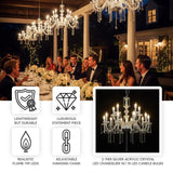 2-Tier Crystal Chandelier with 15 LED Candle Bulbs – Silver Acrylic Ceiling Light Fixture