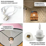 3 Pack E27 Light Socket with 6ft Plug-in Cord, On/Off Switch, 150W Max, US Plug