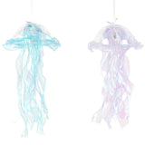 6 Pack Blue Purple Jellyfish Lamp Hanging Lantern Lights, 3 Flashing Modes Organza Ribbon#whtbkgd