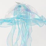 6 Pack Blue Purple Jellyfish Lamp Hanging Lantern Lights, 3 Flashing Modes Organza Ribbon 