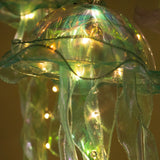 6 Pack Blue Purple Jellyfish Lamp Hanging Lantern Lights, 3 Flashing Modes Organza Ribbon 