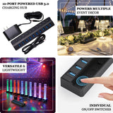 10-port powered USB 3.0 charging hub with individual on/off switches for event decor.