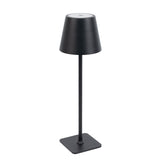 Black table lamp with a conical shade and square base #whtbkgd