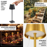 Classic Empire metal LED table lamp with touch control and stepless dimming.