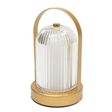 8inch Gold Metal LED Table Lamp with Ribbed Acrylic Shade – Cordless USB Rechargeable Touch#whtbkgd_99