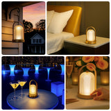 8inch Gold Metal LED Table Lamp with Ribbed Acrylic Shade – Cordless USB Rechargeable Touch Light