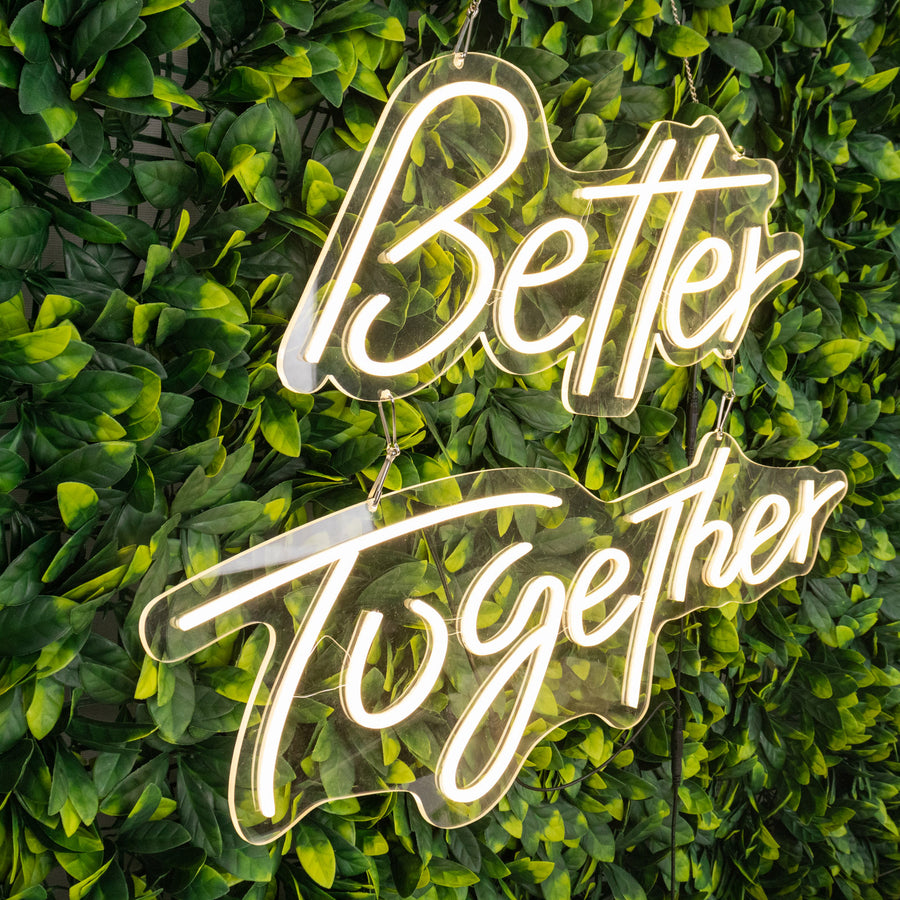 Better Together LED Neon Light Sign for Party or Home Wall Decor, Warm White Reusable#whtbkgd
