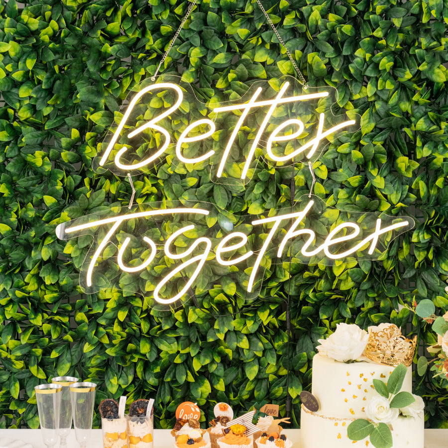 Better Together LED Neon Light Sign for Party or Home Wall Decor, Warm White Reusable Hanging Light 