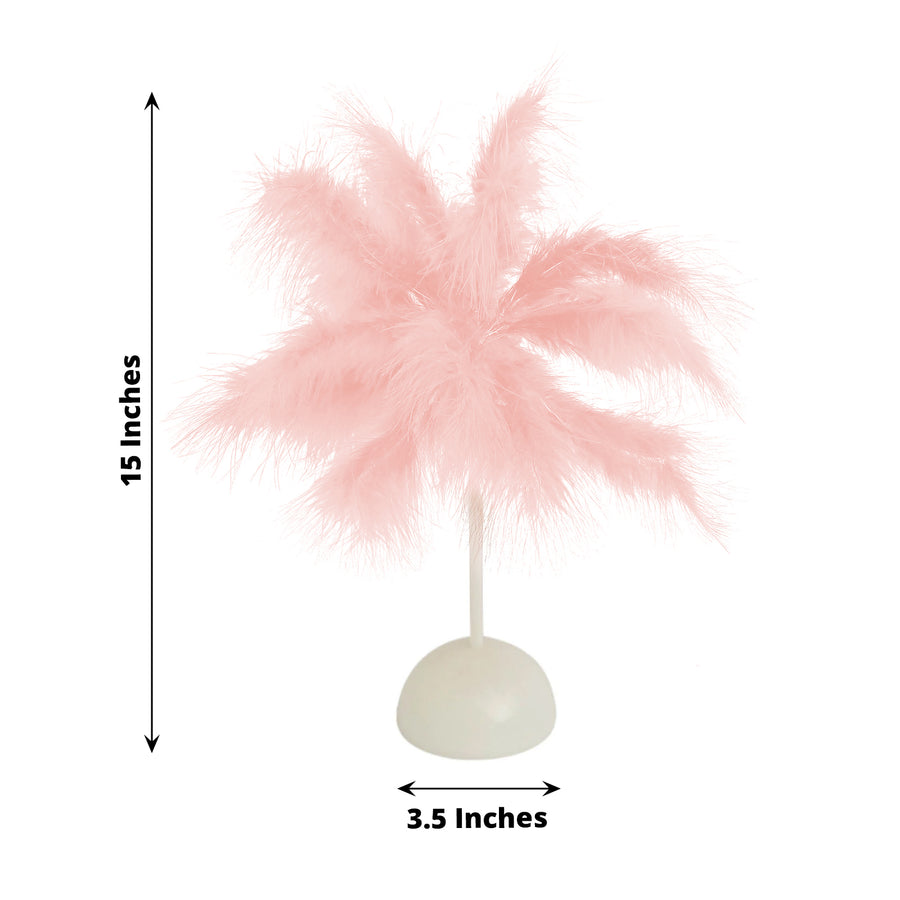 15inch LED Blush Rose Gold Feather Table Lamp Wedding Centerpiece