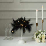 15inch LED Black Feather Table Lamp Desk Light, Battery Operated Cordless Wedding Centerpiece