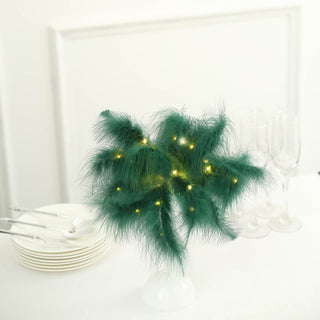 Whimsical and Versatile Hunter Emerald Green Feather Wedding Centerpiece