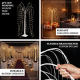 4ft LED weeping willow tree decor with elegant cascading design and flexible branches