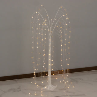 White LED decorative tree with glowing branches on a plain background