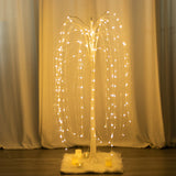 4ft Warm White 180 LED Artificial Weeping Willow Tree With Plug-in Adapter, Fairy Lighted White