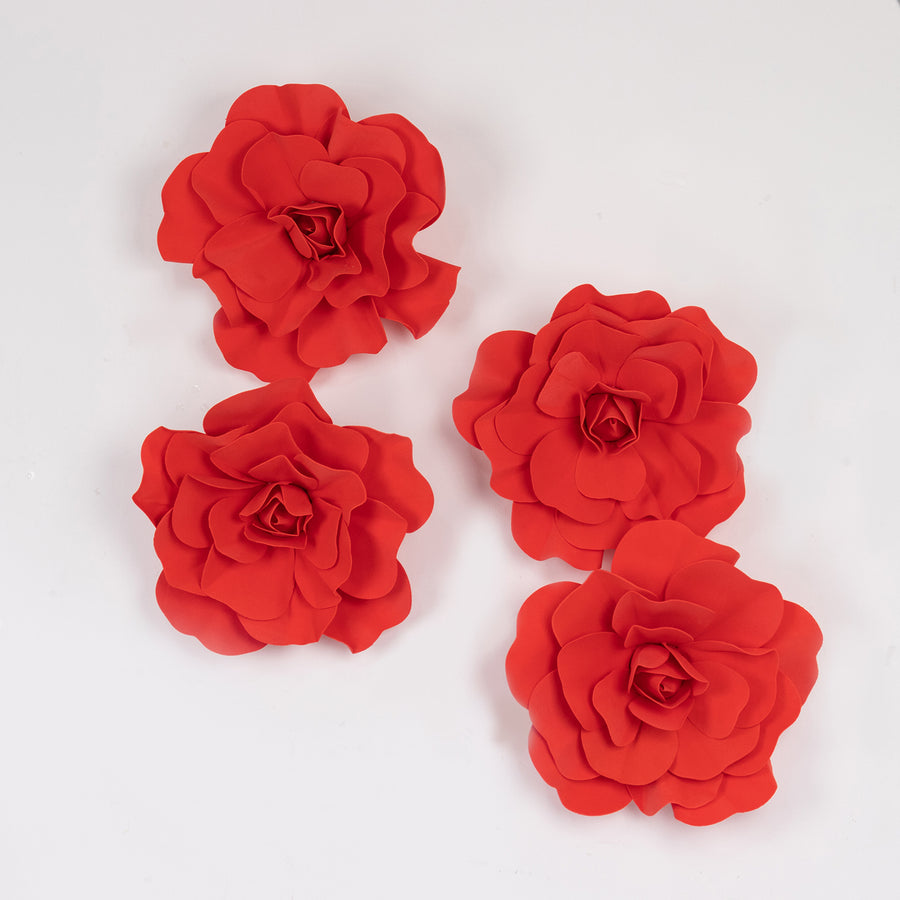 4 Pack | 16inch Large Red Real Touch Artificial Foam DIY Craft Roses