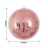 16inch Large Blush / Rose Gold Foam Disco Mirror Ball With Hanging Swivel Ring, Holiday Party Decor