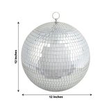 12inches Large Silver Foam Disco Mirror Ball With Hanging Swivel Ring, Holiday Party Decor