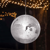 20" Large Silver Foam Disco Mirror Ball With Hanging Swivel Ring, Holiday Party Decor