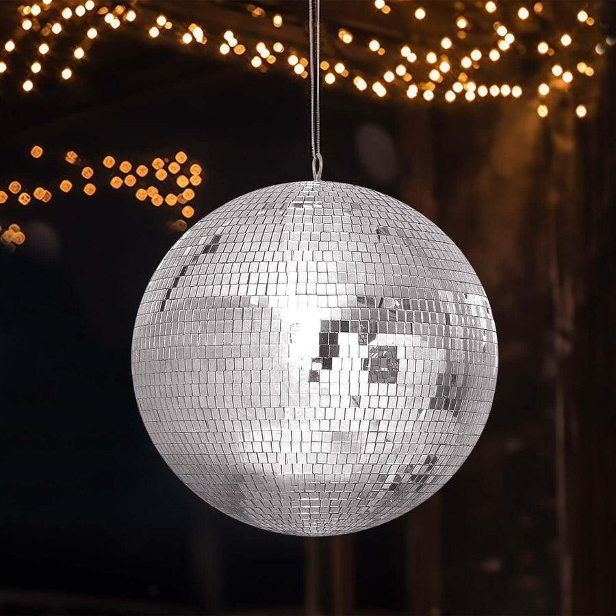 20" Large Silver Foam Disco Mirror Ball With Hanging Swivel Ring, Holiday Party Decor