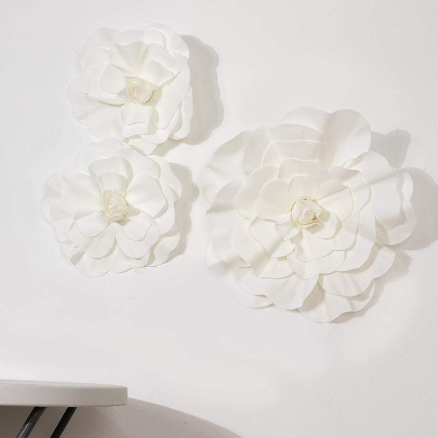 4 Pack | 16inch Large White Real Touch Artificial Foam DIY Craft Roses