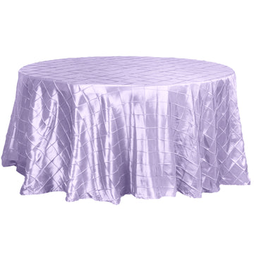 120" Lavender Lilac Pintuck Round Seamless Tablecloth for 5 Foot Table With Floor-Length Drop