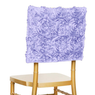 Create a Dreamy Atmosphere with Lavender Lilac Satin Rosette Chiavari Chair Caps