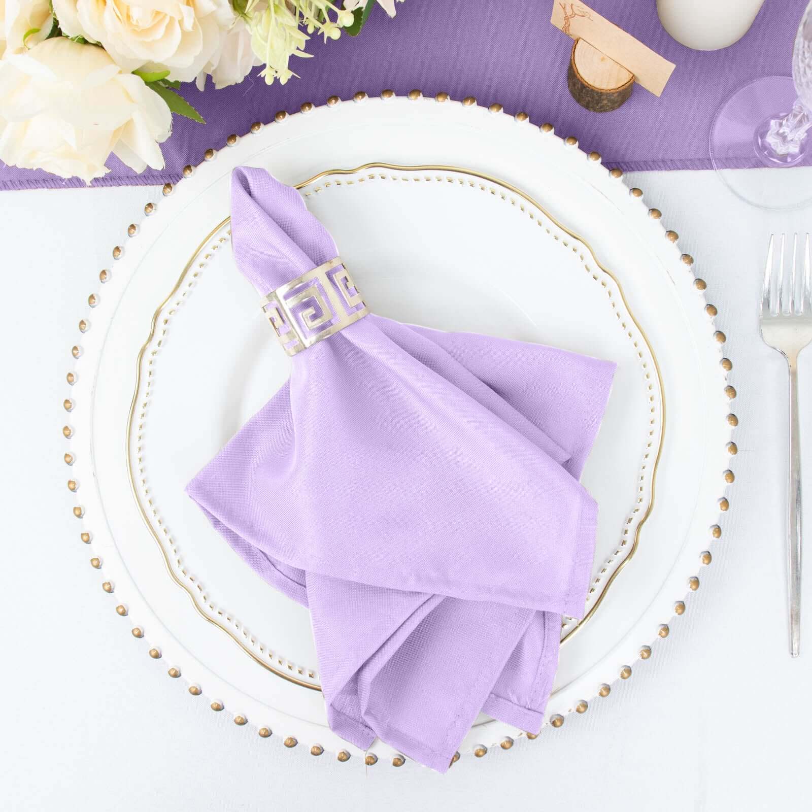 PLOYMONO Purple Heavy Duty Cloth Napkins - 17 x 17 inch Solid Washable Polyester Dinner Napkins - Set of 8 Napkins with Hemmed Edges - Great for