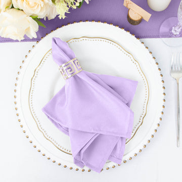 5 Pack | Lavender Lilac Seamless Cloth Dinner Napkins, Wrinkle Resistant Linen | 17"x17"