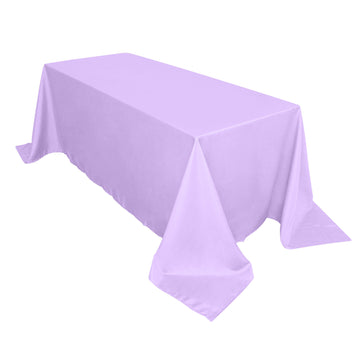 90"x132" Lavender Lilac Seamless Polyester Rectangular Tablecloth for 6 Foot Table With Floor-Length Drop