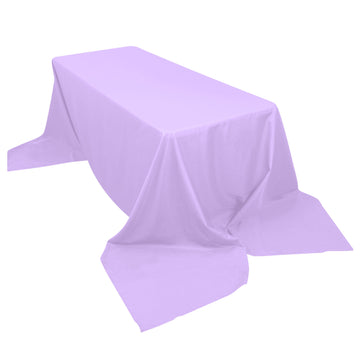 90"x156" Lavender Lilac Seamless Polyester Rectangular Tablecloth for 8 Foot Table With Floor-Length Drop