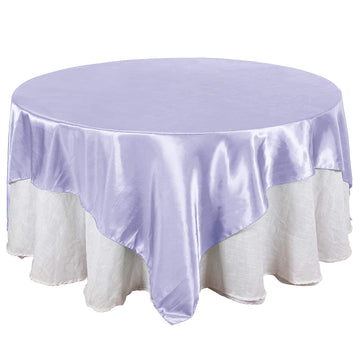 90"x90" Lavender Lilac Seamless Satin Square Table Overlay