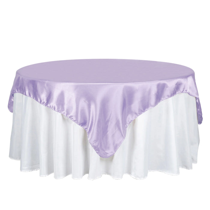 72x72inch Lavender Lilac Seamless Satin Square Tablecloth Overlay