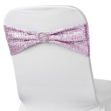 5 Pack | Lavender Lilac 6inch x 15inch Sequin Spandex Chair Sashes
