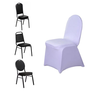Lavender Lilac Spandex Stretch Fitted Banquet Slip On Chair Cover - 160 GSM