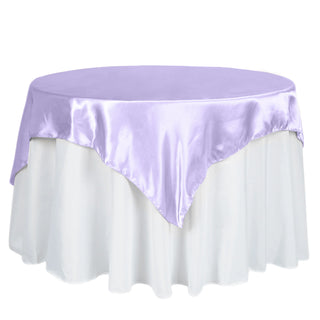 Lavender Lilac Square Smooth Satin Table Overlay