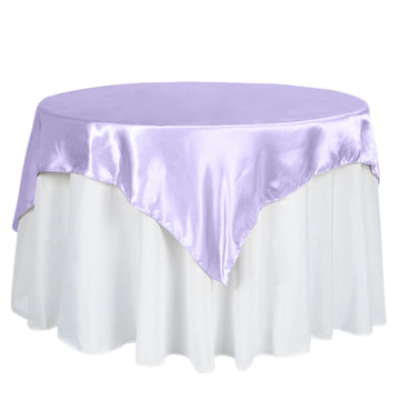 60"x60" Lavender Lilac Square Smooth Satin Table Overlay